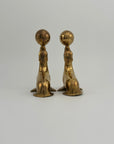 Vintage Brass Seal Bookends with Ball-A Pair