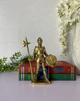 Vintage Brass Knight in Armor with Shield and Halberd Figurine