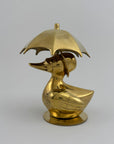 Vintage Brass Duck Under Umbrella