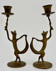Dancing Fox Candleholders- A Pair