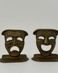 Vintage Brass Comedy & Tragedy Masks Decorative Bookends