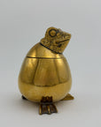 Vintage Brass Frog Lidded Trinket/Candle Pot