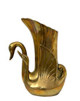Vintage Brass Swan Vase – Hollywood Regency Sculptural Vessel | 9.75” Tall