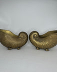 Vintage Brass Nautilus Shell Vessels / Wine Holders / Cachepots