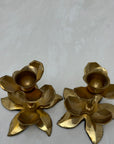 Vintage Brass Flower Candle Holders-A Pair