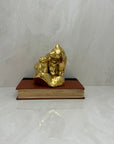 Vintage Brass Mama Bear and Cub on Rock