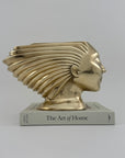 Rare Vintage Dolbi Cashier Brass Woman Head Sculpture – Flowing Hair Bust, 10 lbs