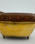Vintage Brass Goat Trinket Dish With Enameled Etchings
