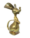 Grand Vintage Mid-Century Modern Brass Mouse Sculpture — Oversized Whimsical Art Accent