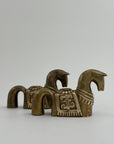Pair of Vintage Trojan Horse Brass Candleholders