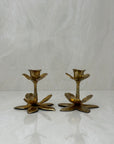 Vintage Brass Flower Candle Holders-A Pair
