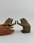 Vintage Brass Patty Cake Frog Bookends- A Pair
