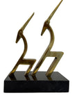 Large and Heavy Vintage Dolbi Cashier Brass Gazelle Sculpture on Marble Base