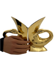 Vintage Brass Swan Bookends- A Pair