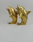Vintage Solid Brass Dolphins – 10” Coastal Wishing Vessels/Coin Banks-A Pair