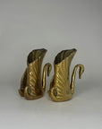 Vintage Brass Swan Vase / Cachepots (6.5”)