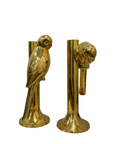 Oversized Hollywood Regency Brass Parrot Candlesticks — Pair-Over 1 Foot Tall