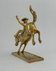 Vintage Brass Cowboy on Bucking Horse Sculpture – Rare Western Rodeo Figurine