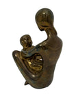 Vintage Brass Mother and Child Sculpture – Mid-Century Modern Family Figurine