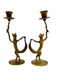 Dancing Fox Candleholders- A Pair