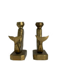 Vintage Brass Whale Candle Holders – Set of 2