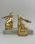 Pair of Vintage Brass Moon-Gazing Bunny Bookends
