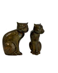 Vintage Brass Cat Sculptures — Mid-Century Modern Pair