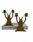 Vintage Brass Rabbit Candleholders-A Pair