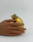 Vintage Brass Frog Lidded Trinket/Candle Pot