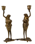 Vintage Brass Frog Couple Candle Holders | Mid-Century Whimsical Pair on Lily Pads