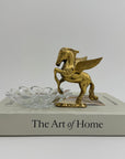 Vintage Brass Pegasus With Glass Trinket Dish- A Set