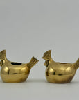 Pair of Small Vintage Brass Hen Candlestick Holders – Whimsical Farmhouse/Eclectic/Folk Art