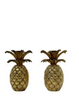 Vintage Brass Pineapple Candle Holders | Mid-Century Tropical Glam Pair- 5 Inches Tall