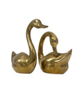 Vintage Brass Swan Pair – Mid-Century Brass Sculptures, Made in Korea
