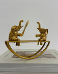 Vintage Brass Figurine of Elephants Enjoying a Tennis Match on a Teeter-Totter