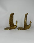 Vintage Brass Peacock Bookends – Regal Fan Tail Pair