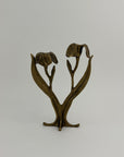 Vintage Brass Flower Candlestick Holder