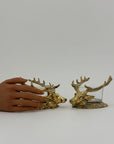 Pair of Vintage Brass Stag Head Candleholders – Luxurious Statement Décor