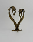 Vintage Brass Flower Candlestick Holder