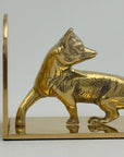 Made in England Brass Fox Bookends — 9.76 lb Pair, 9” Long Woodland Animal Library Decor (Mid-Century / Hollywood Regency)