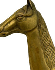 Large Vintage Brass Horse Sculptures – Grazing and Standing Pair (14.5 and 13.5 inches long)