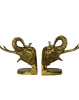 Vintage Brass Large Elephants Bookends-A Pair
