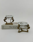Vintage Brass Dragon Stand with Crystal Candleholder Insert- A Pair