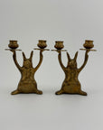Vintage Brass Rabbit Candleholders-A Pair
