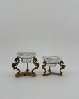 Vintage Brass Dragon Stand with Crystal Candleholder Insert- A Pair