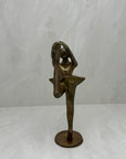 Vintage Brass Ballerina Statue – 12” Tall Mid-Century Ballet Dancer Figurine