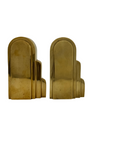 Vintage Art Deco Brass Bookends – Stepped Skyscraper Design (7.5” Tall)-A Pair