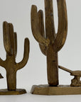Vintage Brass Saguaro Cactus & Roadrunner — Pair (Set of 2)