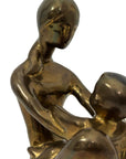 Vintage Brass Mother and Child Sculpture – Mid-Century Modern Family Figurine