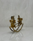 Rare Vintage Brass Figurine of Elephants Enjoying a Tennis Match on a Teeter-Totter